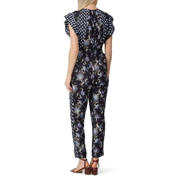 Rebecca Taylor Paisley Printed Jumpsuit in Black 12 Womens Floral Dressy Outfit - Picture 15 of 16